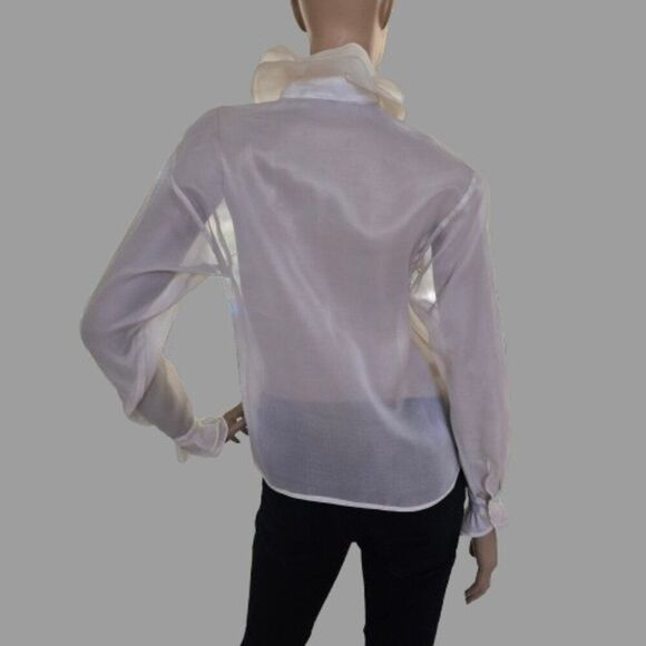 Victor Costa Saks Fifth Avenue Evening Blouse Beige Pleated USA Made Sz 4 VTG - Picture 6 of 11